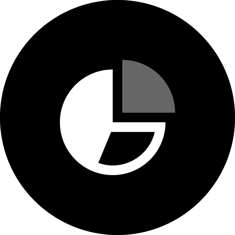 A black background with a white pie chart. The graph has four segments of varying sizes. The top right segment is dark grey, the bottom right segment is white, the bottom left segment is black and the top left segment is white. The white segments make up three quarters of the graph. | Morabeza Marketing